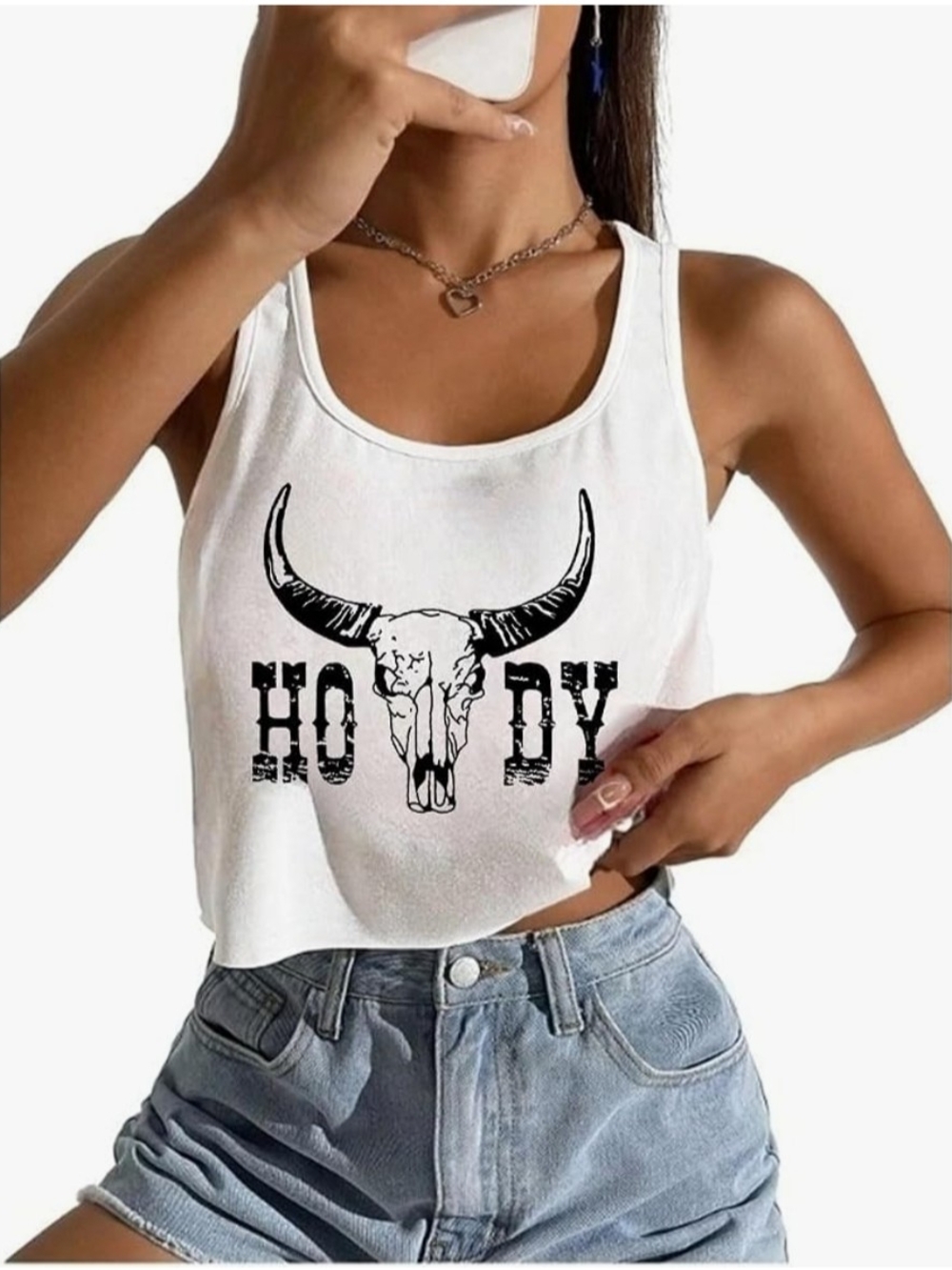 BNWT White 'Howdy' Graphic Loose fit Tank Top